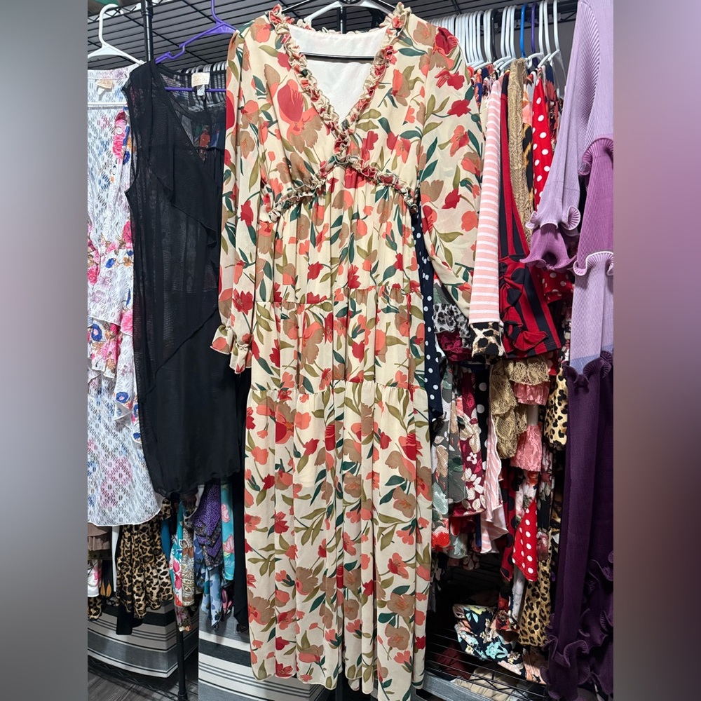 Floral V-Neck Maxi Dress